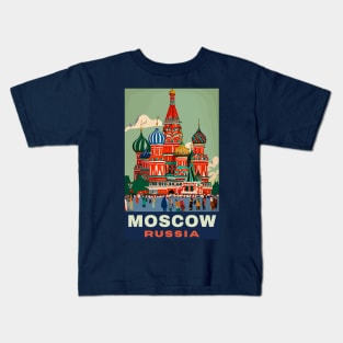 A Vintage Travel Art of Moscow - Russia Kids T-Shirt